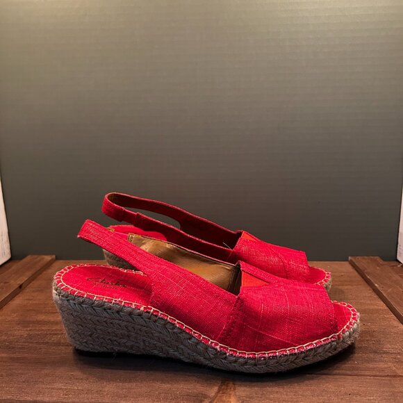 Clarks Artisan Womens Pink Slingback Wedge Sandals Size 9.5M - Picture 4 of 8